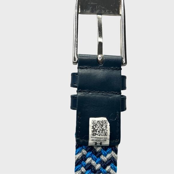 Under Armour Mens No Hole Stretch Belt Braided Webbed Multi Blue Golf Active OS - Picture 8 of 8